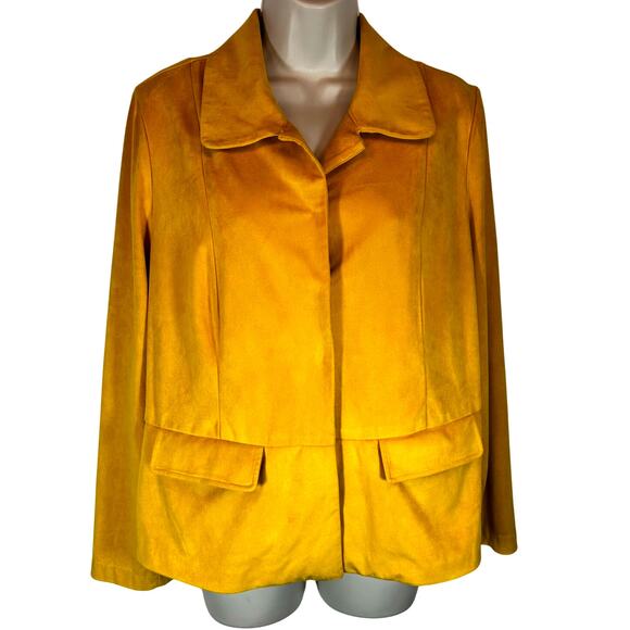 Chico’s medium gold yellow suede button blazer jacket corpcore academia old mone - Picture 1 of 10